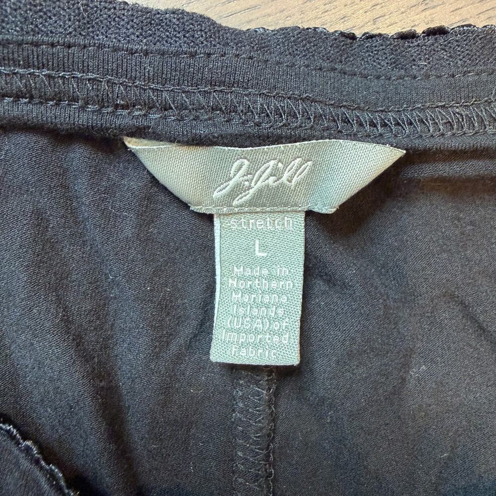 J JILL Pants Women Large Stratch Elastic Waist‎ Pull On Black Wide Leg - Picture 6 of 9